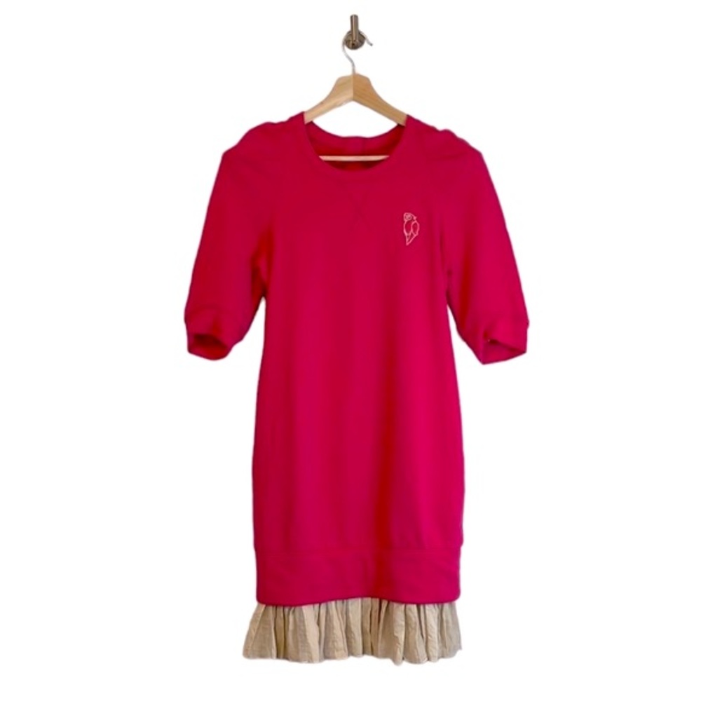 Jill By Jill Stuart Pink Sweatshirt Ruffle Bottom Dress With Pockets Size Small